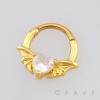 CZ HEART BAT WING SEPTUM CLICKER RING 316L SURGICAL STEEL